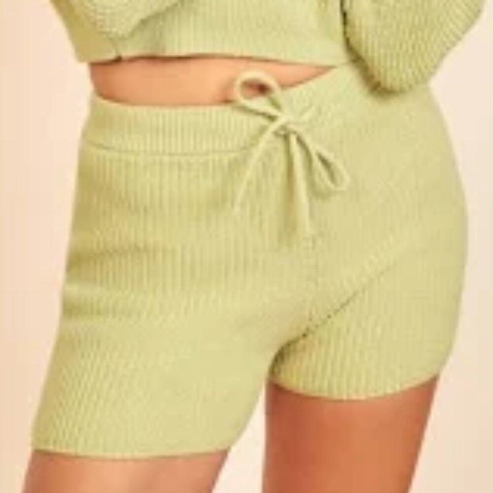 NWOT- REFORMATION Sanzo Tie Waist Knit Shorts in Zest Size S